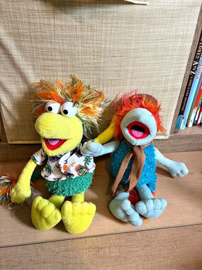Vintage 2004 Fraggle Rock Gobo & Boober Plush Dolls Sababa Jim Henson Set of 2